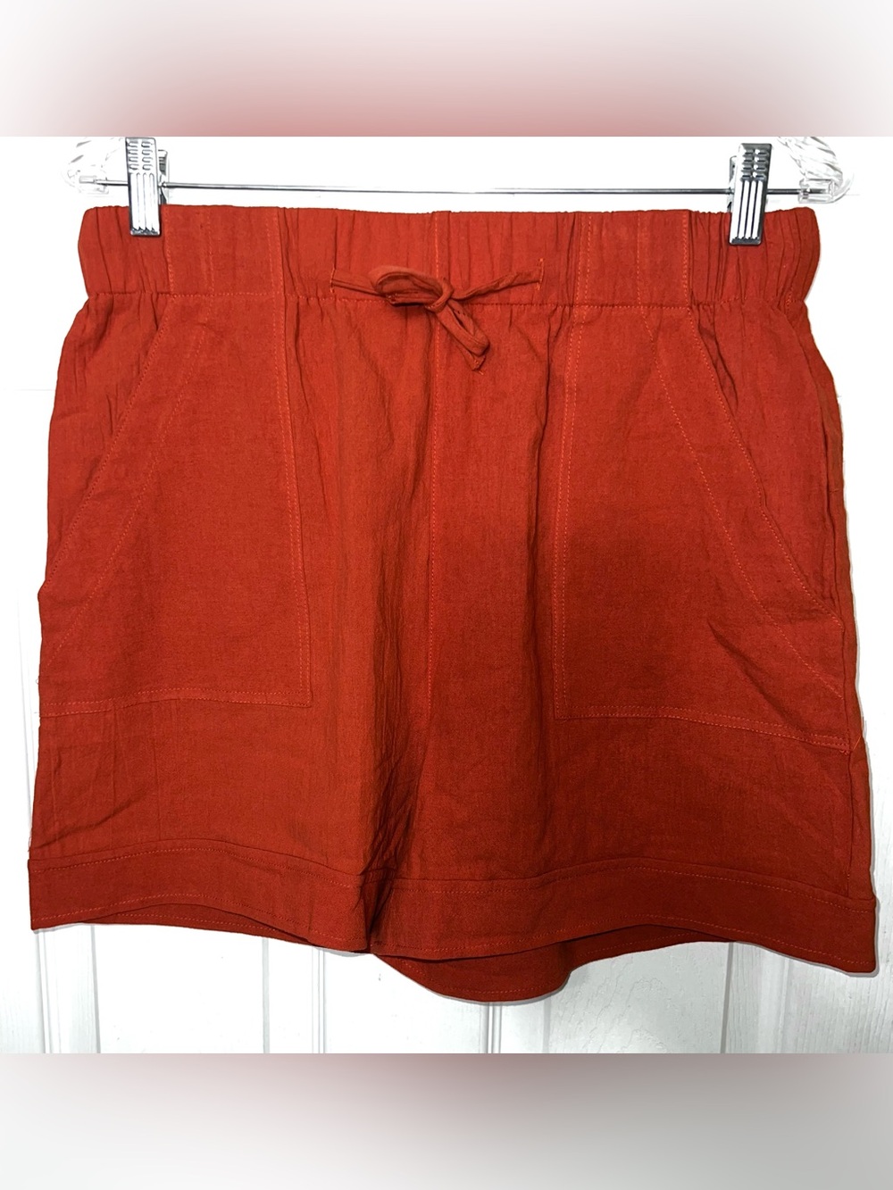 Cotton Shorts High Rise Shorts High Waisted Rust Orange Boho Lightweight XL